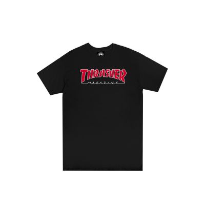 Thrasher Skate Mag Outlined Logo Short Sleeve Tee - Μαύρος - Κοντομάνικο μπλουζάκι