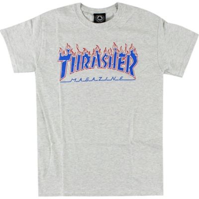 Thrasher Skate Mag Patriot Flame Logo Short Sleeve Tee - Γκρί - Κοντομάνικο μπλουζάκι