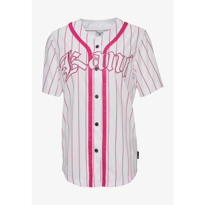 Karl Kani Woven Signature Old English Baseball Women Shirt White/Pink - άσπρο - Πουκάμισο