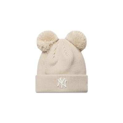 New Era Female Double Pom Beanie New York Yankees - καφέ - Καπάκι New Era Female Double Pom Beanie New York Yankees - καφέ - Καπάκι