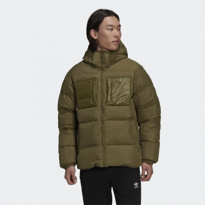 adidas Down Regen Hooded Puffer Jacket Focus Olive - Πράσινος - Σακάκι