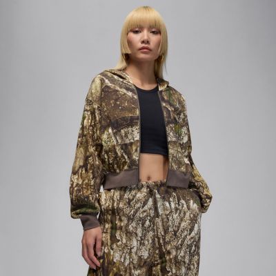 Jordan Brooklyn Fleece Wmns Realtree Mod Crop Full-Zip Hoodie - καφέ - ΦΟΥΤΕΡ με ΚΟΥΚΟΥΛΑ