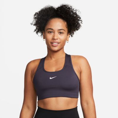 Nike Dri-FIT Swoosh Women's Medium-Support 1-Piece Pad Sports Gridiron - Μωβ - Σουτιέν
