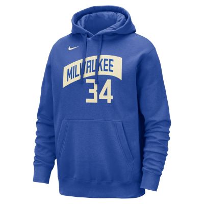 Nike NBA Milwaukee Bucks Giannis Antetokounmpo City Edition Club Hoodie - Μπλε - ΦΟΥΤΕΡ με ΚΟΥΚΟΥΛΑ