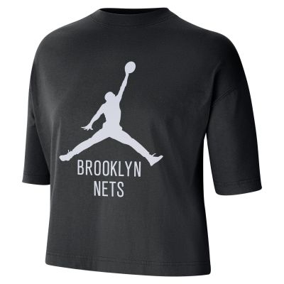 Jordan NBA Brooklyn Nets Essential Boxy Wmns Tee - Μαύρος - Κοντομάνικο μπλουζάκι