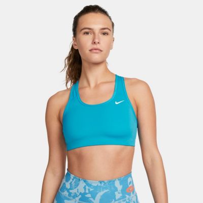 Nike Dri-FIT Swoosh Women's Medium-Support Non-Padded Sports Bra Blue - Μπλε - Σουτιέν